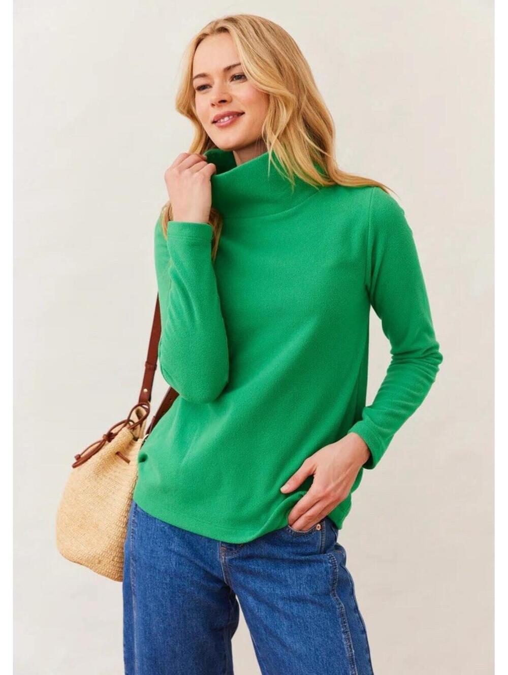 Dudley Stephens Women’s Medium Greenpoint Fleece Turtleneck Jellybean Green FLAW